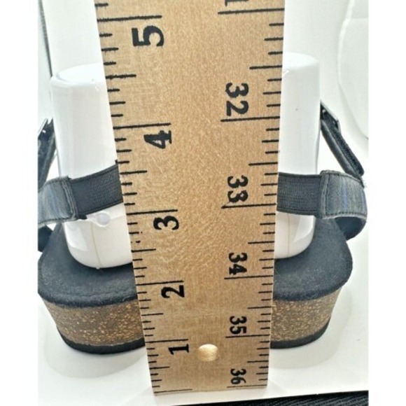 Clark's Leather Sandals 9 Navy Corks soles Comfort Buckle And Hook and Loop - Picture 6 of 10